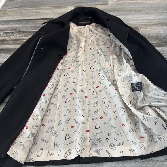 Via Spiga Asymmetrical Front Zipper Double Breasted Wool Blend Coat Size 12 EUC - Picture 9 of 10